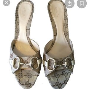 Gucci Beige/sand with monogram logo heel size 8